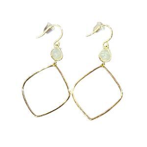 TAI Circle Drop Earrings in Gold & White New